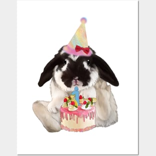 Chio First Birthday _ Holland Lop Rabbit Broken Black Color _ Bunniesmee Posters and Art